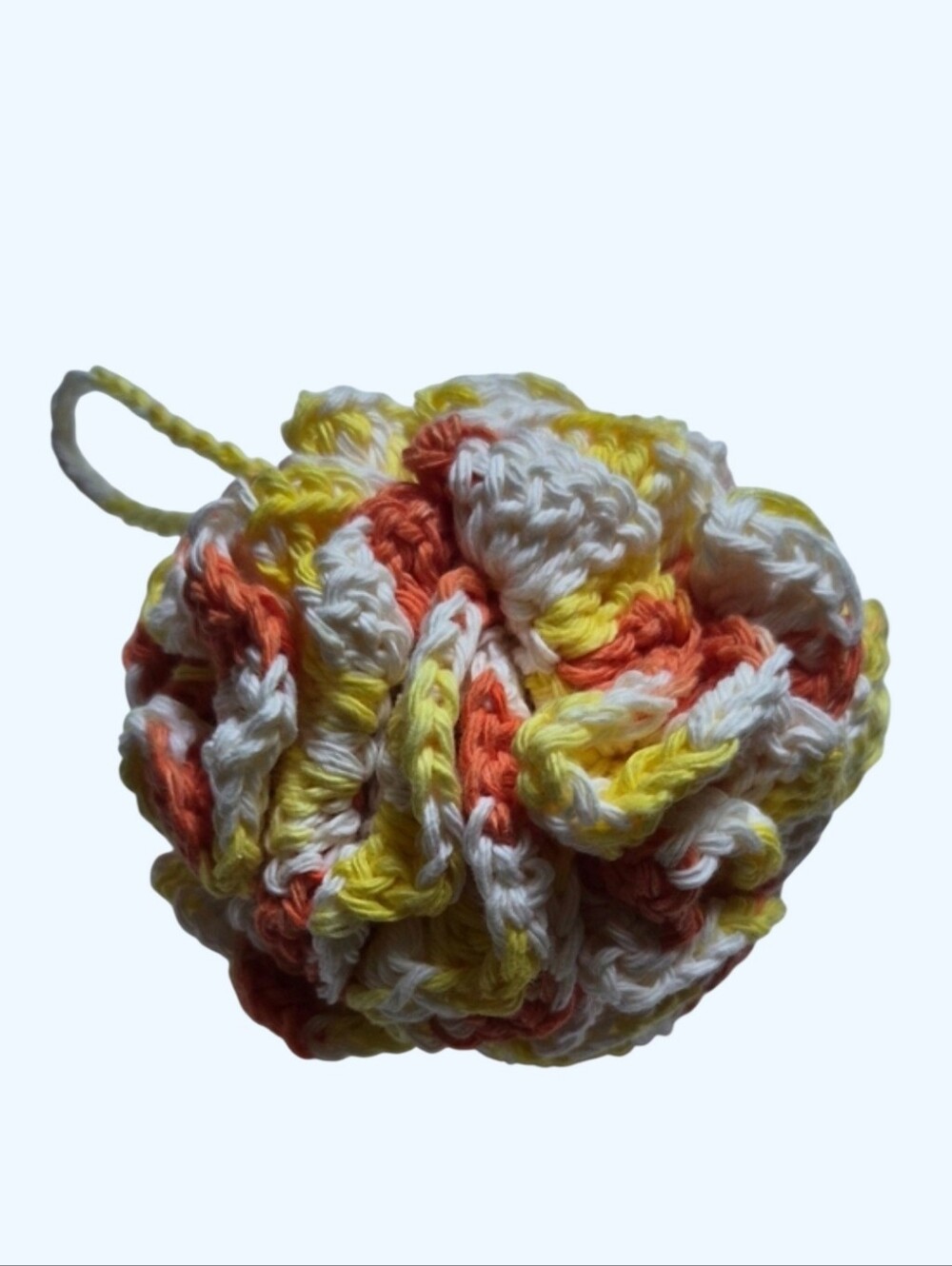 Cotton Handmade Crocheted Shower Bath Loofah Spa Time Scrubber- Creamsicle Ombre